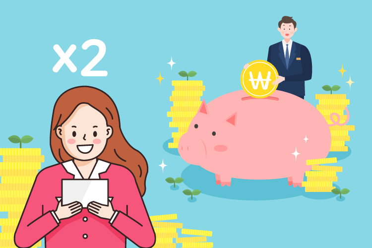 돼지저금통에 저축하는 소녀